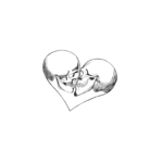Skull Kissing Heart Flash Tattoo