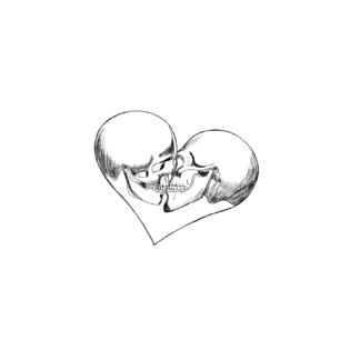 Skull Kissing Heart Flash Tattoo