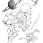 Astronaut in Space Flash Tattoo